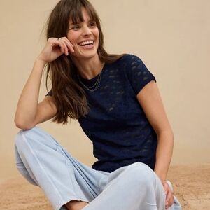 Aerie Lace Vintage T-Shirt - Navy